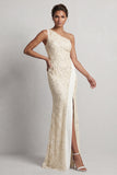 Long Mermaid Sequin Sparkly Light Pink Mother of the Bride Dress with Slit