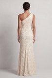 Long Mermaid Sequin Sparkly Light Pink Mother of the Bride Dress with Slit