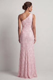 Long Mermaid Sequin Sparkly Light Pink Mother of the Bride Dress with Slit