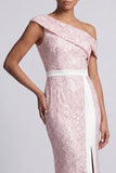 Mermaid Sequin Long Sparkly Light Pink Mother of the Bride Dress with Slit