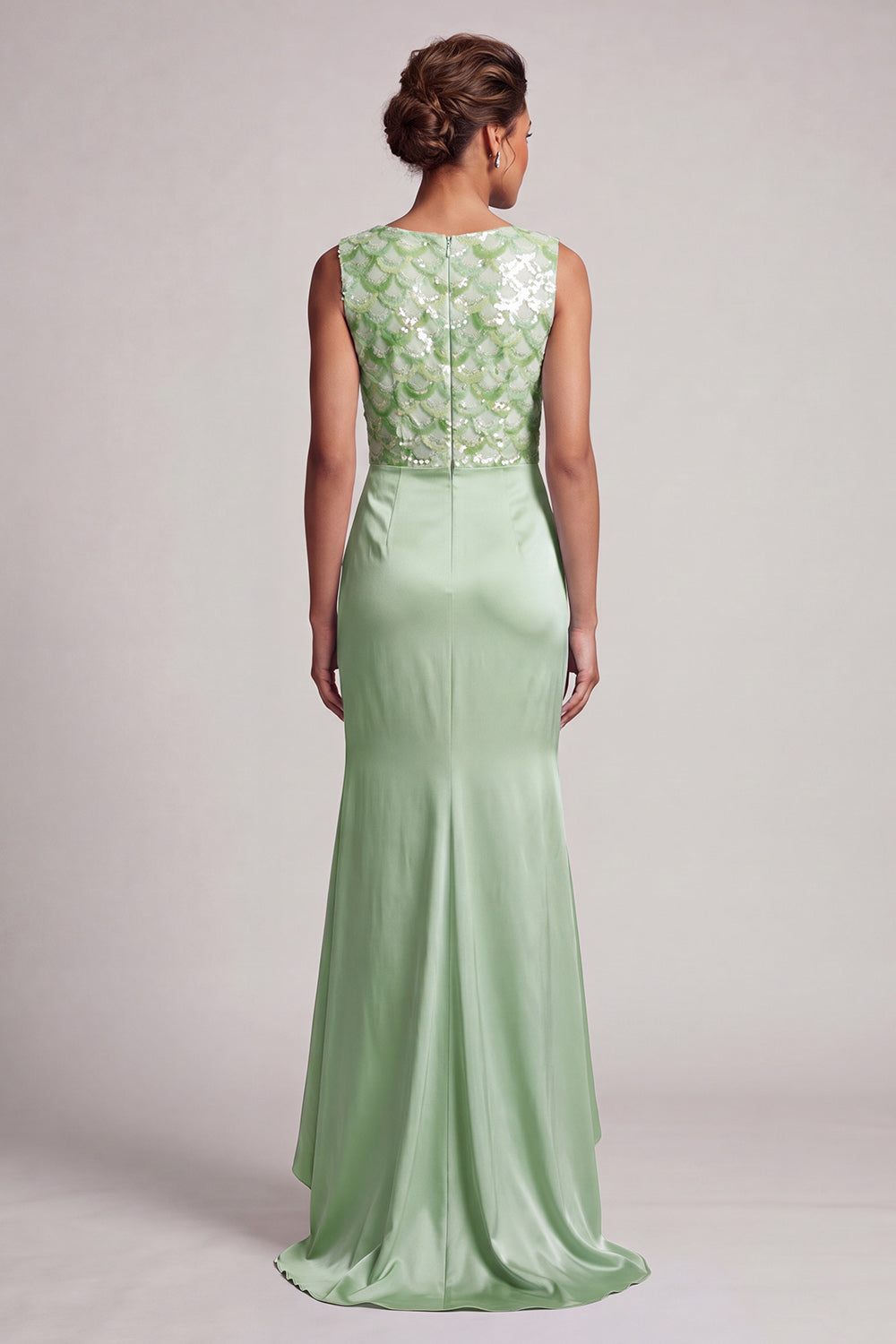 Sparkly Light Blue Long Ruched Mermaid Mother of the Bride Dress