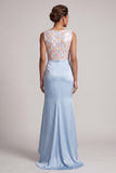 Sparkly Light Blue Long Ruched Mermaid Mother of the Bride Dress