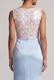 Sparkly Light Blue Long Ruched Mermaid Mother of the Bride Dress
