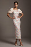 Sheath Sequin Sparkly Light Green Long Mother of the Bride Dress with Slit