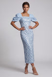 Sheath Sequin Sparkly Light Green Long Mother of the Bride Dress with Slit