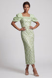 Sheath Sequin Sparkly Light Green Long Mother of the Bride Dress with Slit