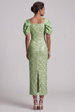 Sheath Sequin Sparkly Light Green Long Mother of the Bride Dress with Slit