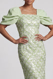 Sheath Sequin Sparkly Light Green Long Mother of the Bride Dress with Slit