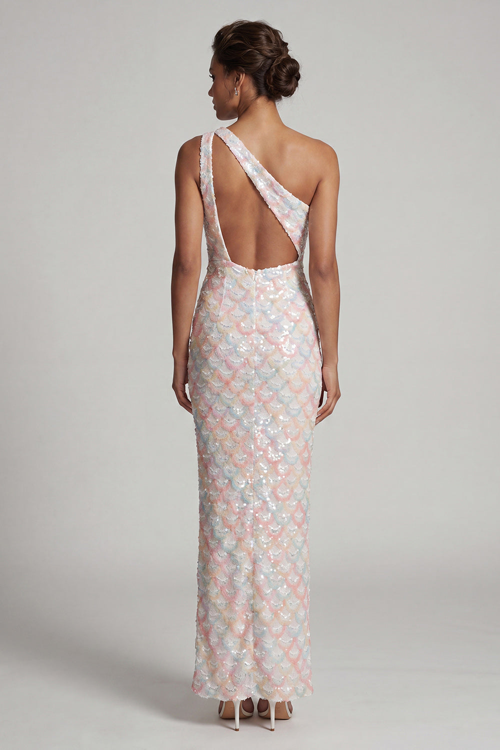 Sparkly Light Green Long Sheath Keyhole Sequin Mother of the Bride Dress