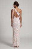 Sparkly Light Green Long Sheath Keyhole Sequin Mother of the Bride Dress