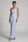 Sparkly Light Green Long Sheath Keyhole Sequin Mother of the Bride Dress