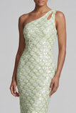 Sparkly Light Green Long Sheath Keyhole Sequin Mother of the Bride Dress