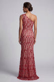 Sparkly Red Sequin Mermaid Long Mother of the Bride Dress with Keyhole