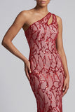 Sparkly Red Sequin Mermaid Long Mother of the Bride Dress with Keyhole