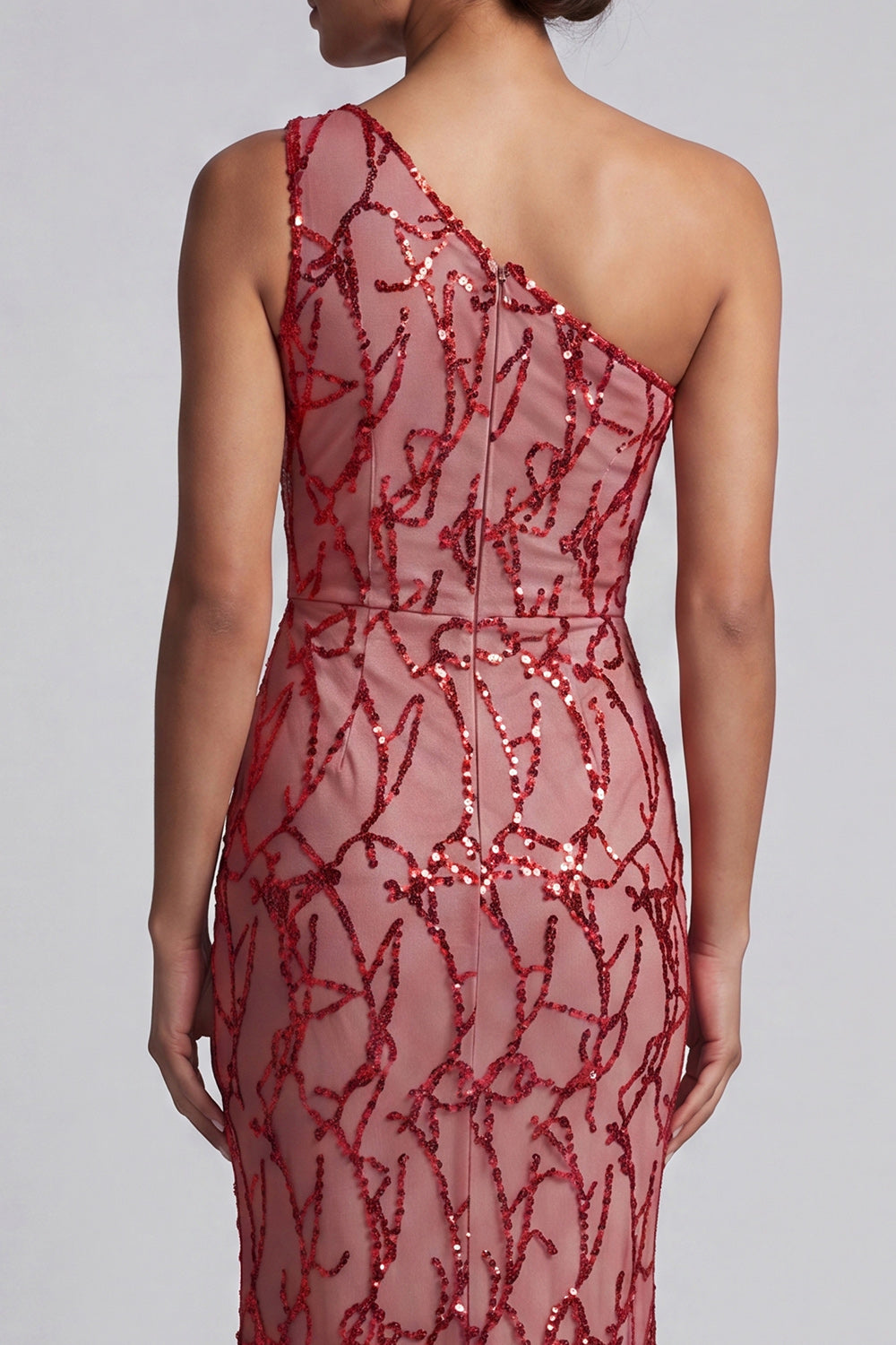 Sparkly Red Sequin Mermaid Long Mother of the Bride Dress with Keyhole