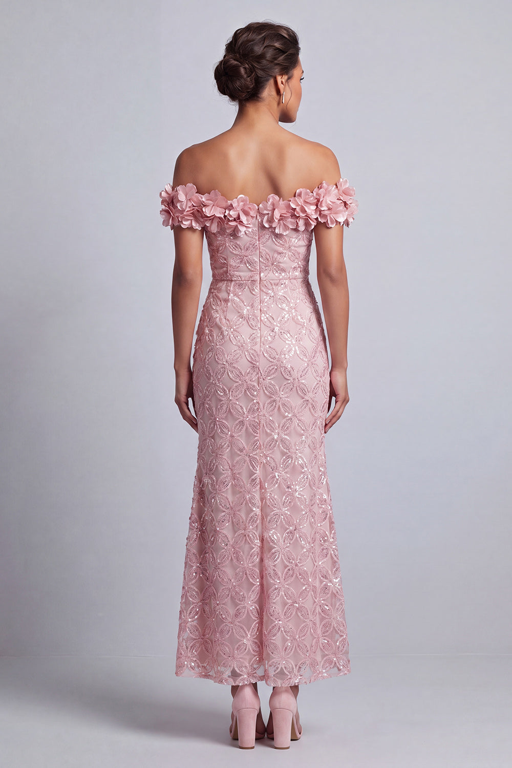 Sparkly Champagne Sequin Mermaid Long Mother of the Bride Dress with 3D Flowers