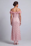 Sparkly Champagne Sequin Mermaid Long Mother of the Bride Dress with 3D Flowers