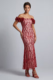 Sparkly Champagne Sequin Mermaid Long Mother of the Bride Dress with 3D Flowers