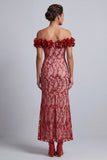 Sparkly Champagne Sequin Mermaid Long Mother of the Bride Dress with 3D Flowers
