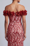 Sparkly Champagne Sequin Mermaid Long Mother of the Bride Dress with 3D Flowers