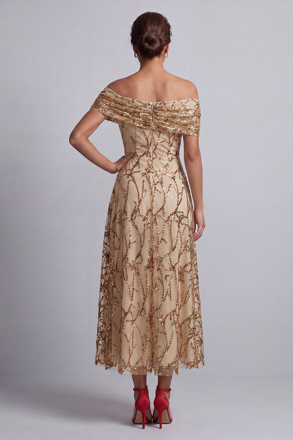 Sparkly Floral Pink Beaded A-Line Long Mother of the Bride Dress
