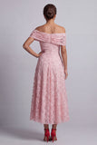 Sparkly Floral Pink Beaded A-Line Long Mother of the Bride Dress