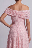 Sparkly Floral Pink Beaded A-Line Long Mother of the Bride Dress