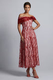 Sparkly Floral Pink Beaded A-Line Long Mother of the Bride Dress