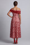 Sparkly Floral Pink Beaded A-Line Long Mother of the Bride Dress