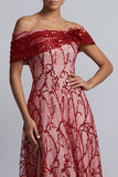 Sparkly Floral Pink Beaded A-Line Long Mother of the Bride Dress