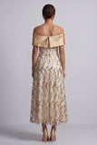 Sparkly Champagne Sequin A-Line Long Mother of the Bride Dress