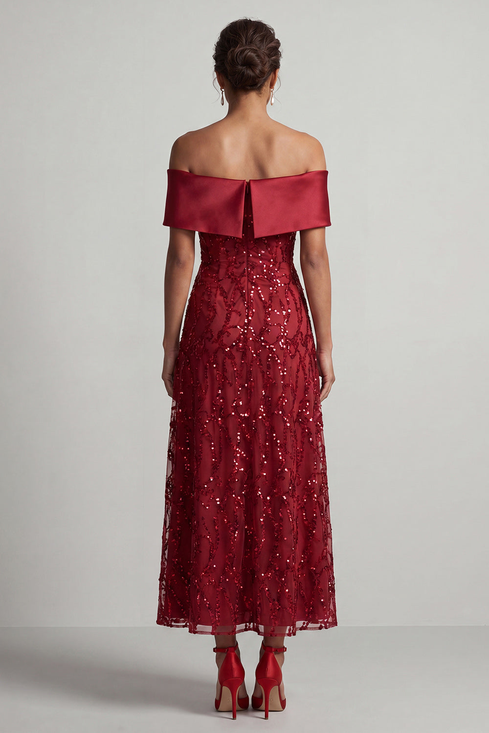 Sparkly Champagne Sequin A-Line Long Mother of the Bride Dress