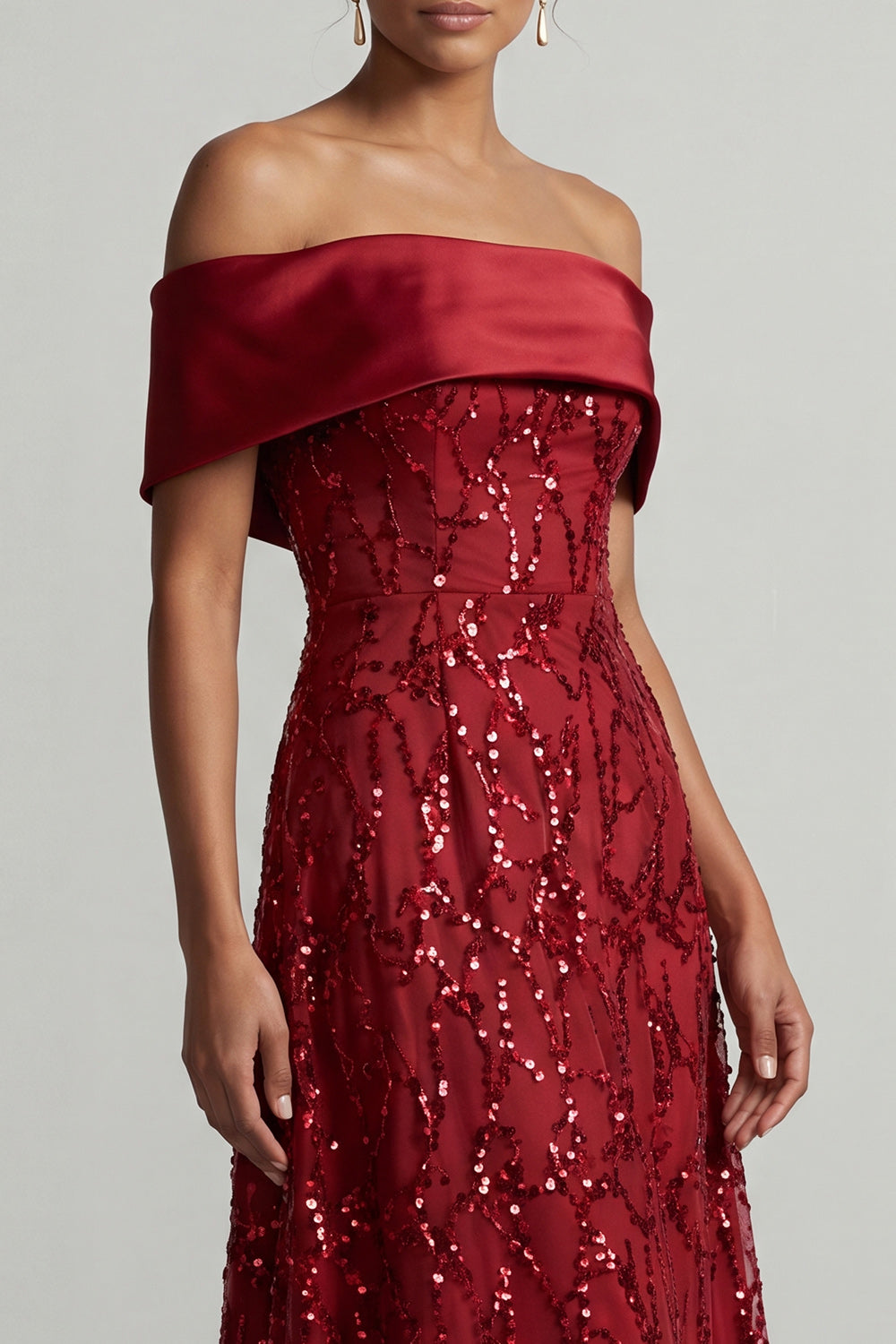 Sparkly Champagne Sequin A-Line Long Mother of the Bride Dress