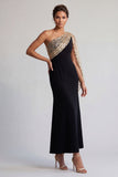 Sparkly Black and Champagne Sequin Mermaid Long Mother of the Bride Dress