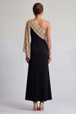 Sparkly Black and Champagne Sequin Mermaid Long Mother of the Bride Dress