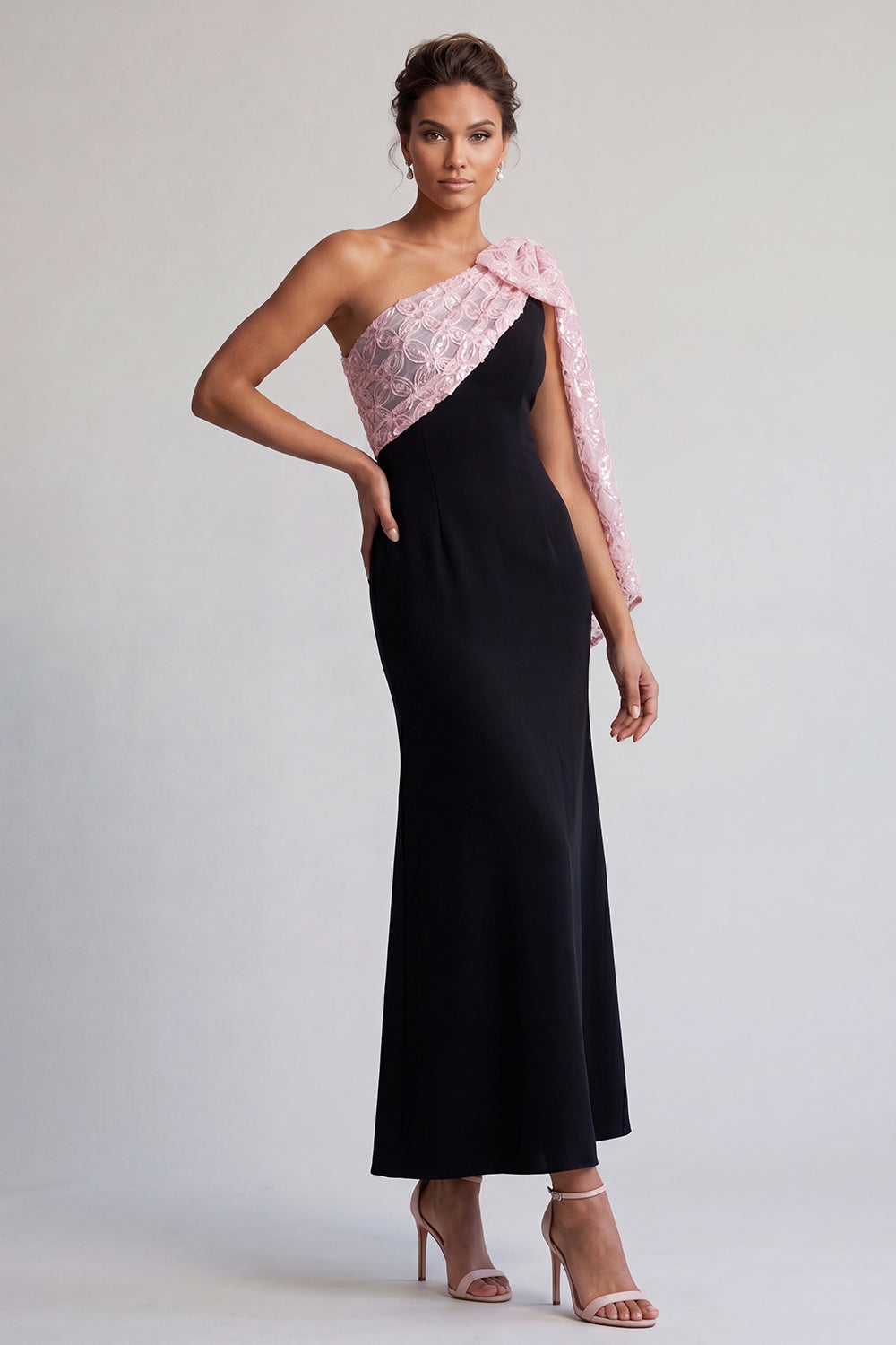Sparkly Black and Champagne Sequin Mermaid Long Mother of the Bride Dress