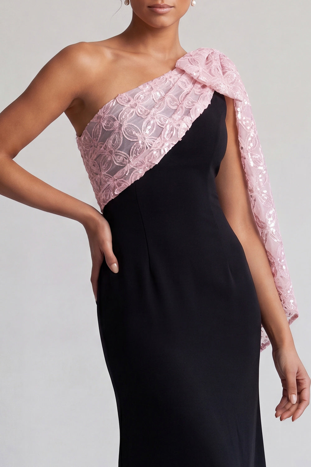 Sparkly Black and Champagne Sequin Mermaid Long Mother of the Bride Dress