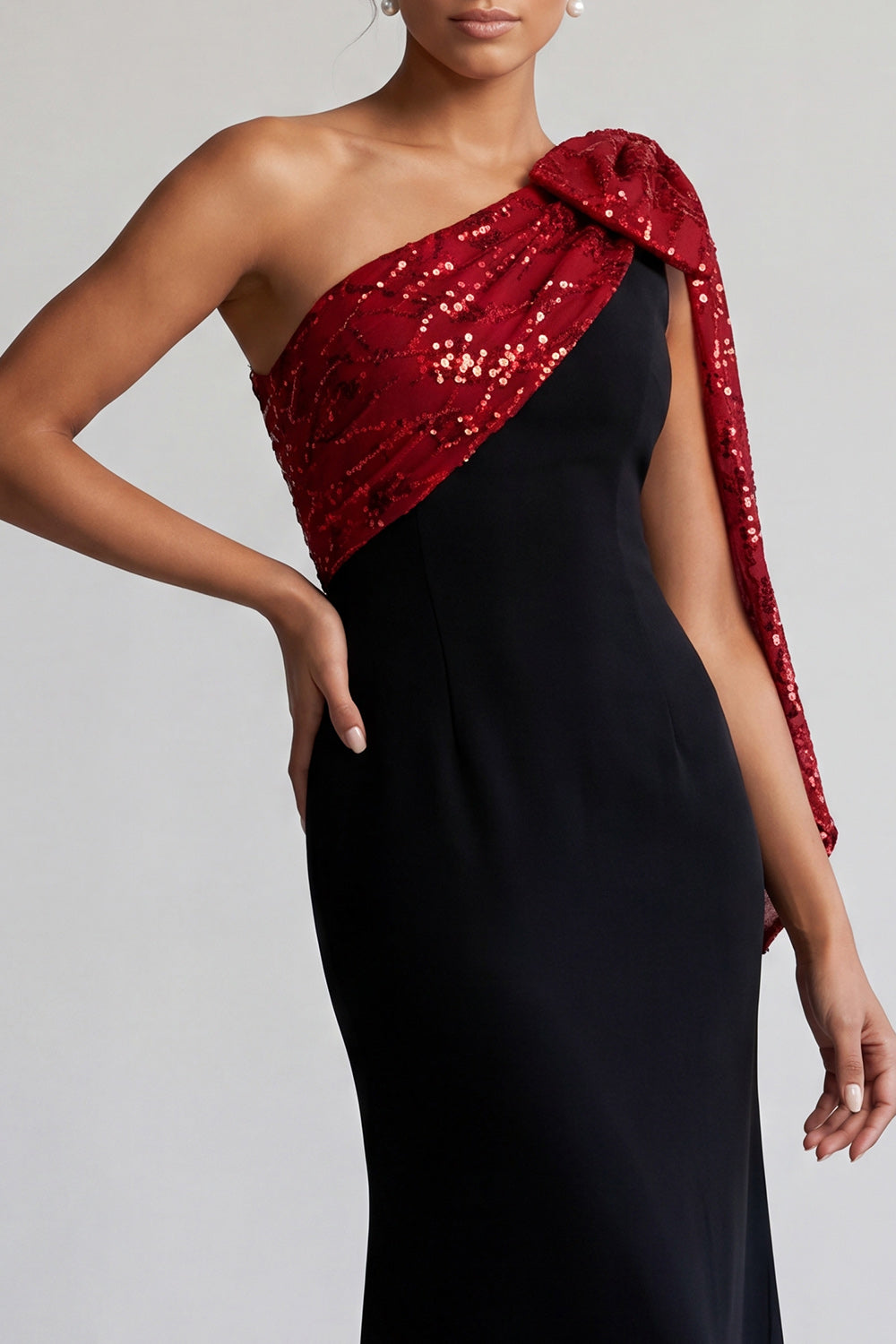 Sparkly Black and Champagne Sequin Mermaid Long Mother of the Bride Dress