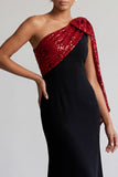 Sparkly Black and Champagne Sequin Mermaid Long Mother of the Bride Dress