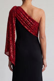 Sparkly Black and Champagne Sequin Mermaid Long Mother of the Bride Dress