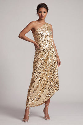 Sparkly Sequin Champagne A-Line Long Mother of the Bride Dress