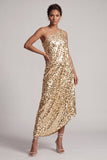 Sparkly Sequin Champagne A-Line Long Mother of the Bride Dress