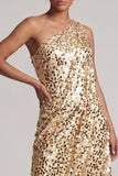 Sparkly Sequin Champagne A-Line Long Mother of the Bride Dress