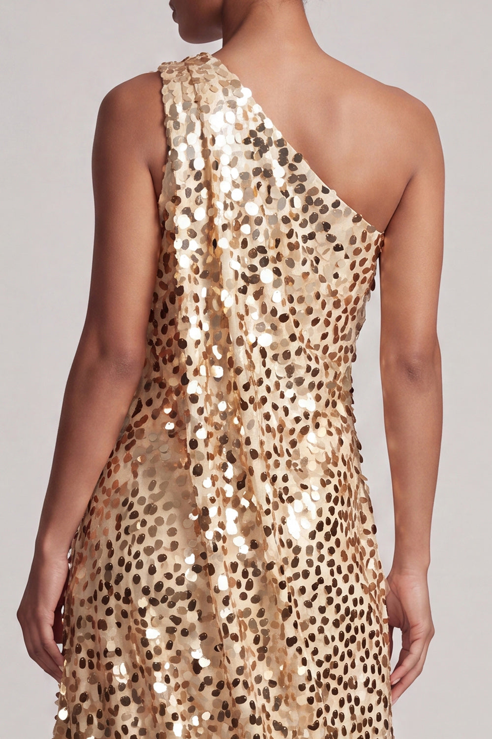 Sparkly Sequin Champagne A-Line Long Mother of the Bride Dress