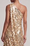 Sparkly Sequin Champagne A-Line Long Mother of the Bride Dress