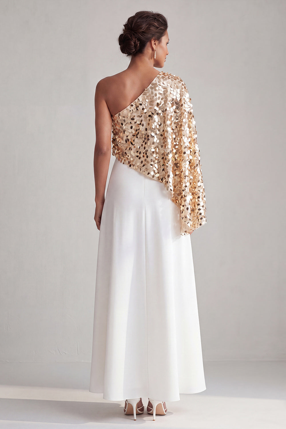 Sparkly Sequin Silver A-Line Long Mother of the Bride Dress