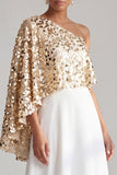 Sparkly Sequin Silver A-Line Long Mother of the Bride Dress