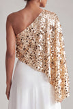 Sparkly Sequin Silver A-Line Long Mother of the Bride Dress