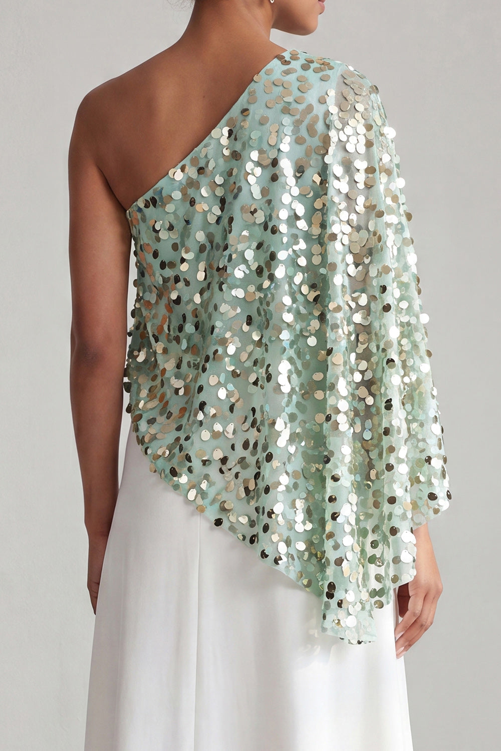 Sparkly Sequin Silver A-Line Long Mother of the Bride Dress