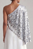 Sparkly Sequin Silver A-Line Long Mother of the Bride Dress